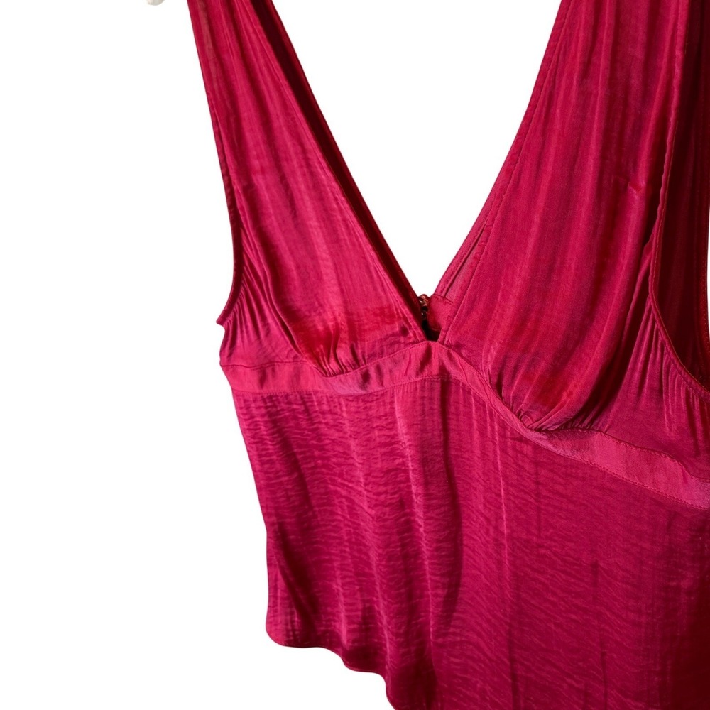 Intimately Free People‎ Deep V-Neck Satin Camisole Top Red Large - Picture 8 of 15